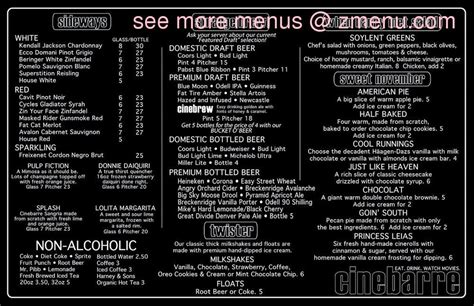 Cinebarre menu - Order Cinebarre Menu Online. 4.9 based on 436 votes. Order Cinebarre with Grubhub. Order Online Here. View brand official website and order onine. View the latest …